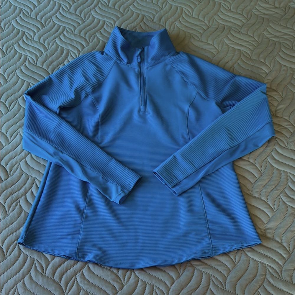 EUC - 💙 Chico's Blue Fitted 1/4 Zip Polo Sweatship